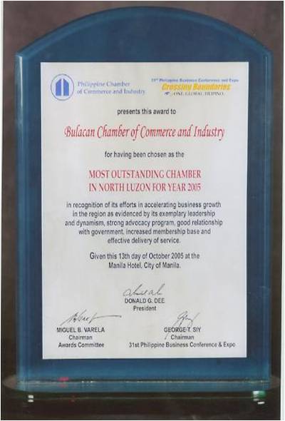 Most Outstanding Chamber in North Luzon Year 2005 Most Outstanding Chamber in North Luzon Year 2005